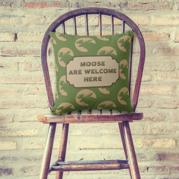 Green Moose Circle Pattern Cabin Throw Pillow by SandCreekVentures at Zazzle