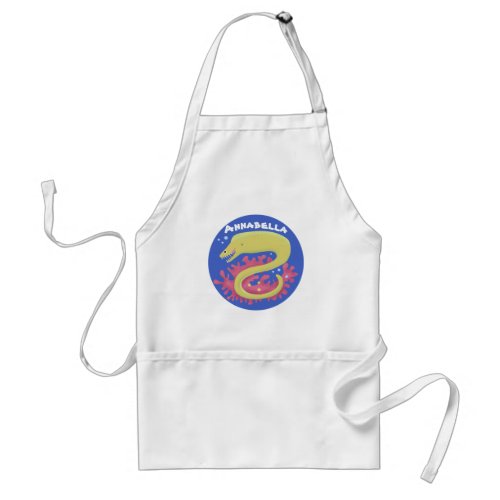 Green moray eel funny cartoon illustration adult apron