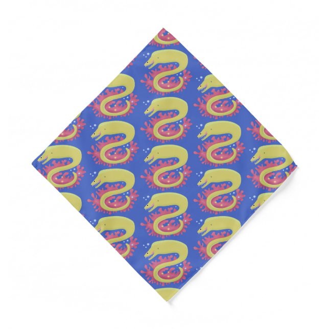 Green moray eel funny cartoon illustration  bandana (Front)