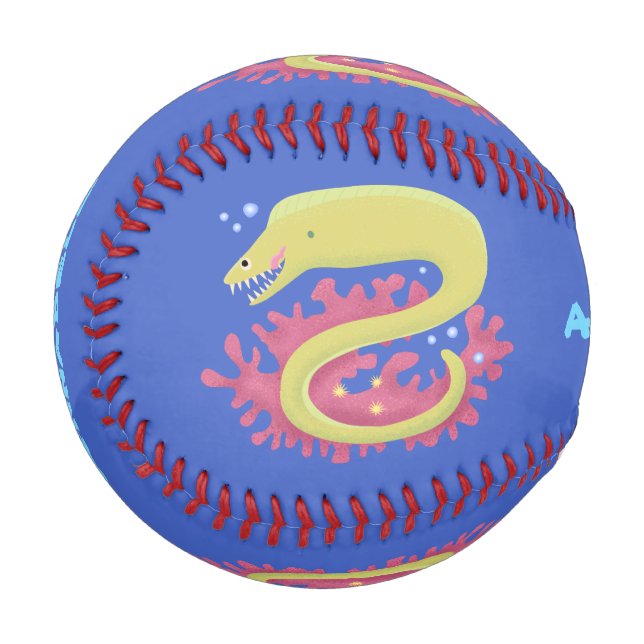 Green moray eel funny cartoon illustration baseball (Front Left)