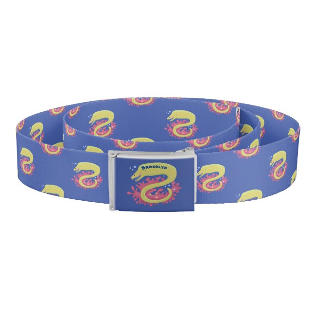 Green moray eel funny cartoon illustration belt (Coil)