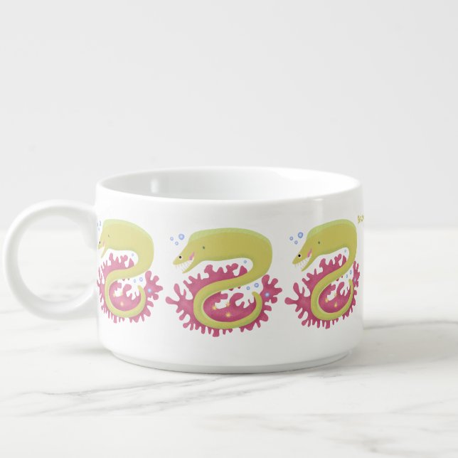 Green moray eel funny cartoon illustration bowl (Right)