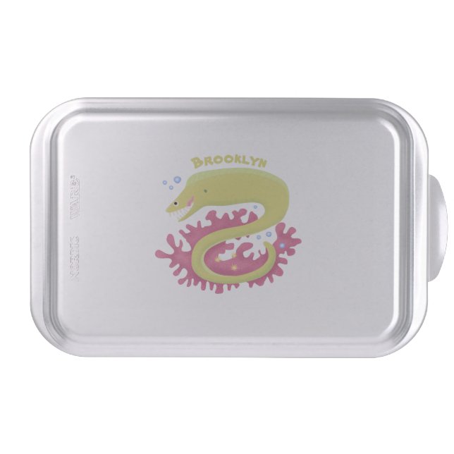 Green moray eel funny cartoon illustration cake pan (Front)