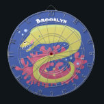 Green moray eel funny cartoon illustration dart board<br><div class="desc">A hungry green moray eel is looking for lunch. Drawn in funny cartoon illustration style.</div>