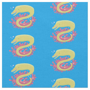 Green moray eel funny cartoon illustration fabric