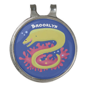 Green moray eel funny cartoon illustration golf hat clip