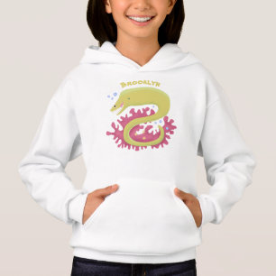 Green moray eel funny cartoon illustration hoodie