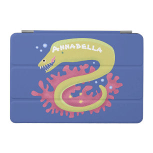 Green moray eel funny cartoon illustration iPad mini cover