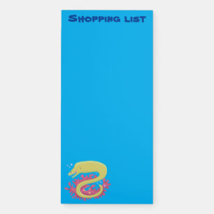 Green moray eel funny cartoon illustration magnetic notepad
