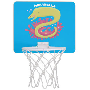 Green moray eel funny cartoon illustration mini basketball hoop