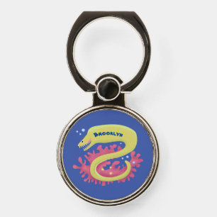 Green moray eel funny cartoon illustration phone ring stand