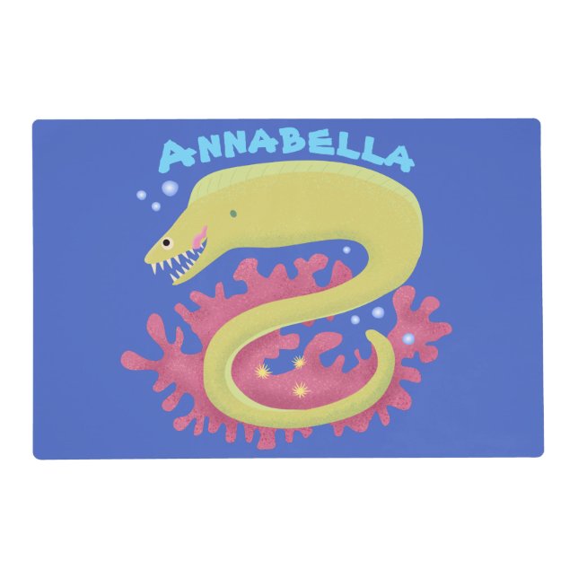 Green moray eel funny cartoon illustration placemat (Front)