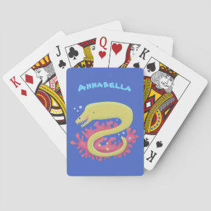 Green moray eel funny cartoon illustration poker cards