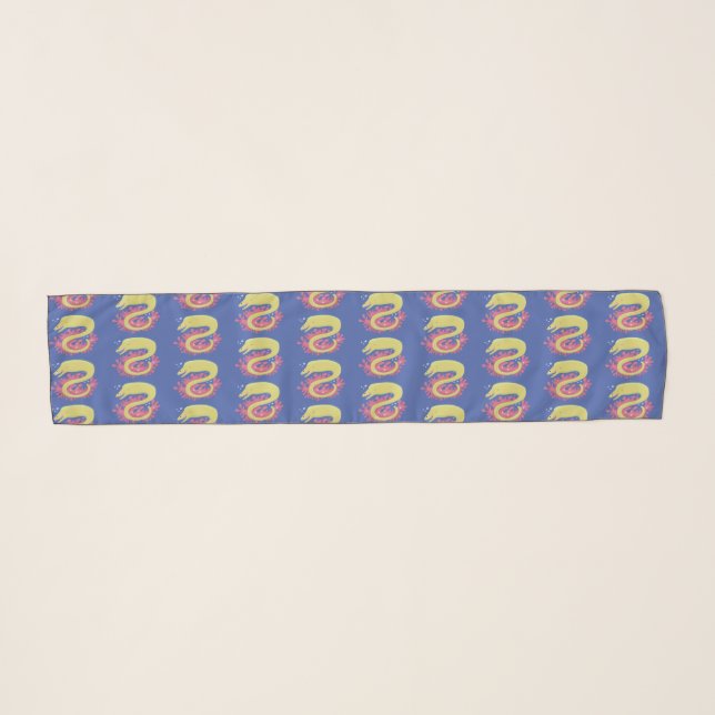 Green moray eel funny cartoon illustration scarf (Front (Horizontal))