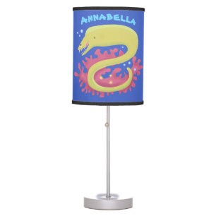 Green moray eel funny cartoon illustration table lamp