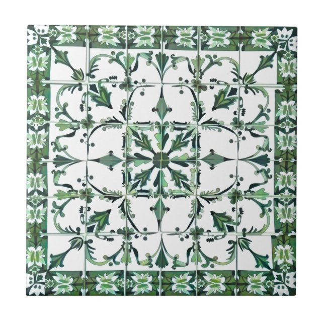 Green,Moroccan,mosaic, Ceramic Tile (Front)