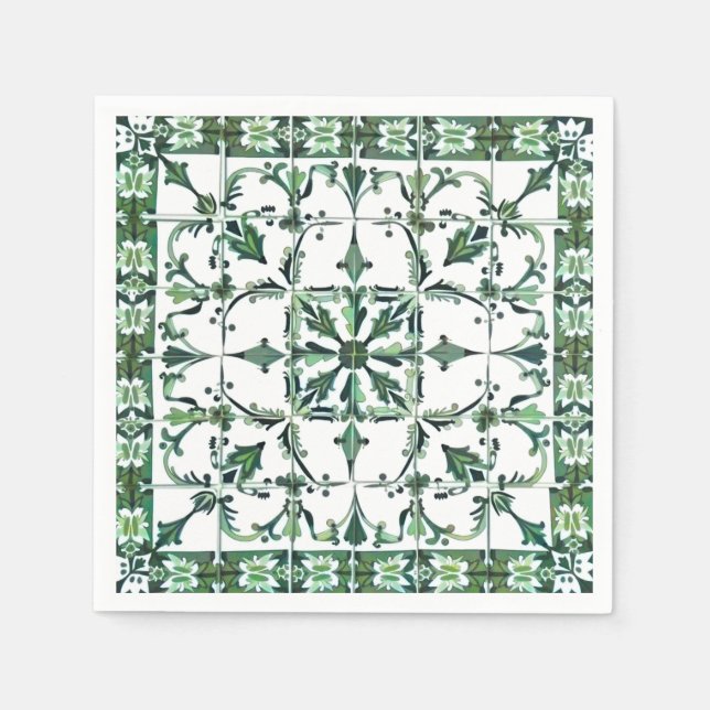 Green,Moroccan,mosaic, Napkins (Front)