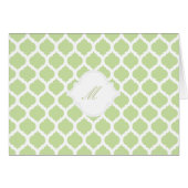 Green Moroccan Pattern with Monogram Note Cards (Front Horizontal)