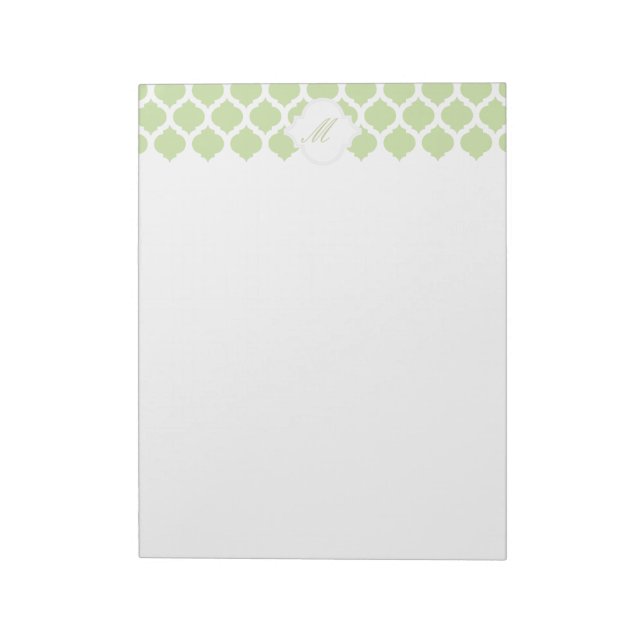 Green Moroccan Pattern with Monogram Notepad (Rotated)