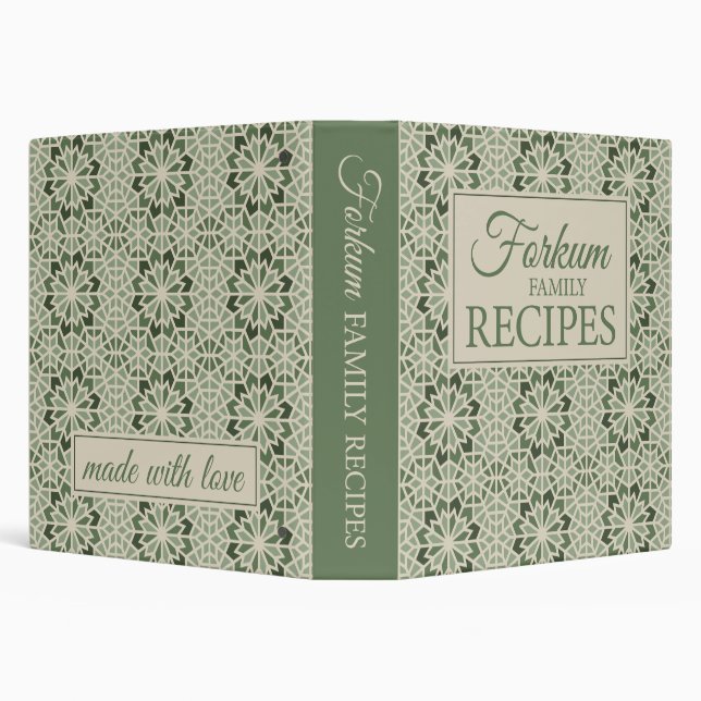 Green Moroccan Print 1.5" Recipe Binder (Background)