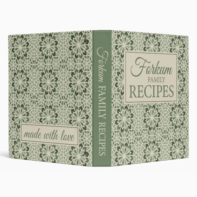 Green Moroccan Print 1" Recipe Binder (Background)