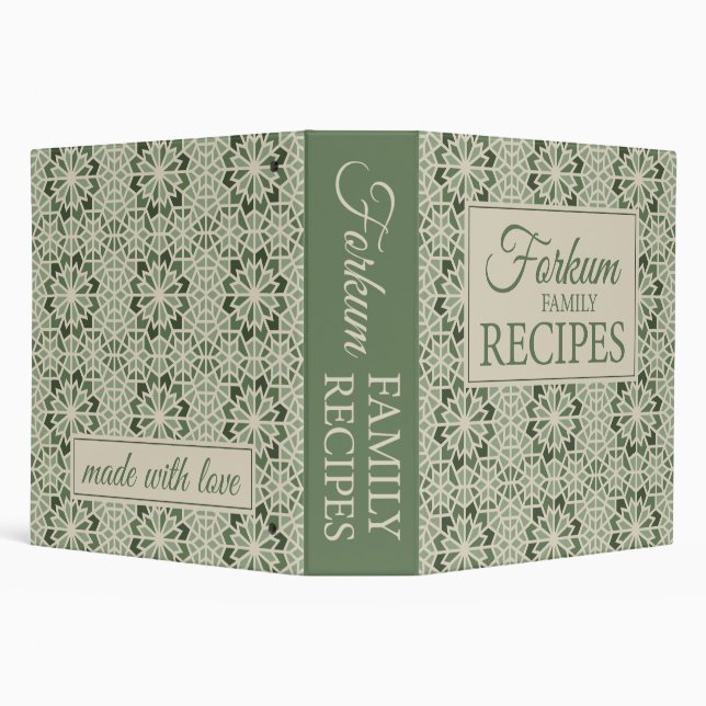 Green Moroccan Print 2" Recipe Binder (Background)