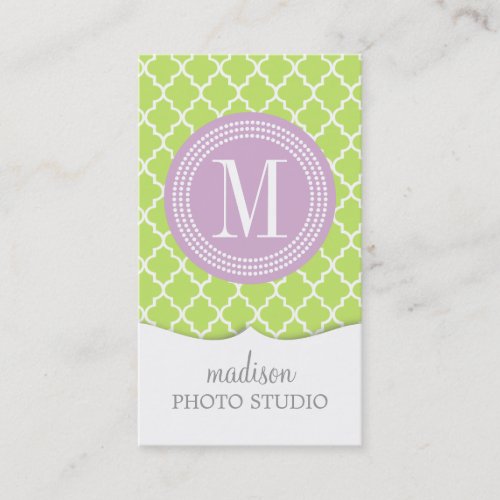 Green Moroccan Tiles Lattice Personalized Business Card