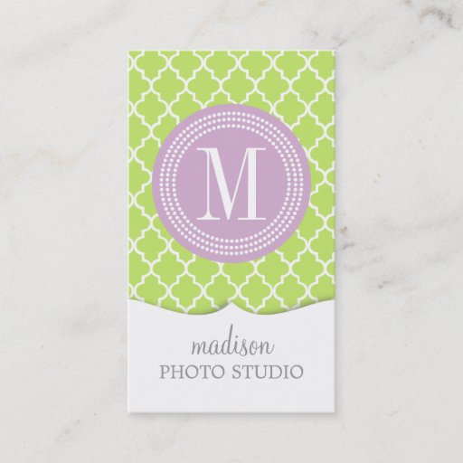 Customizable Green Moroccan Tiles Lattice Personalized Business Card