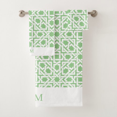 Green Moroccan Trellis Weave Bath Towel Set