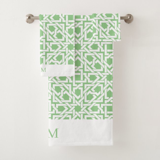Green Moroccan Trellis Weave Bath Towel Set
