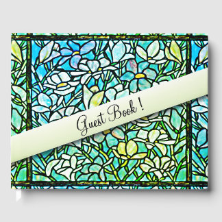 Green Mosaic Floral Guest Book