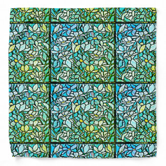 Green Mosaic Floral Tiles Bandana