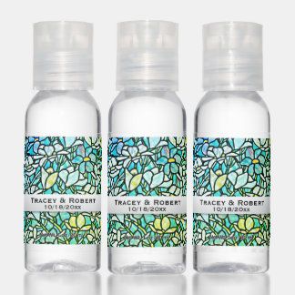Green Mosaic Floral Tiles Hand Sanitizer