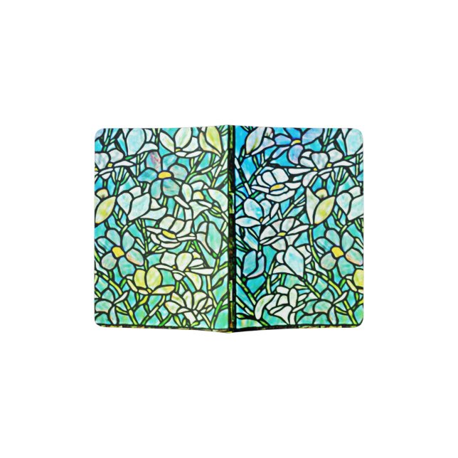 Green Mosaic Floral Tiles Passport Holder (Opened)
