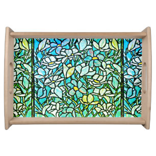 Green Mosaic Floral Tiles Serving Tray