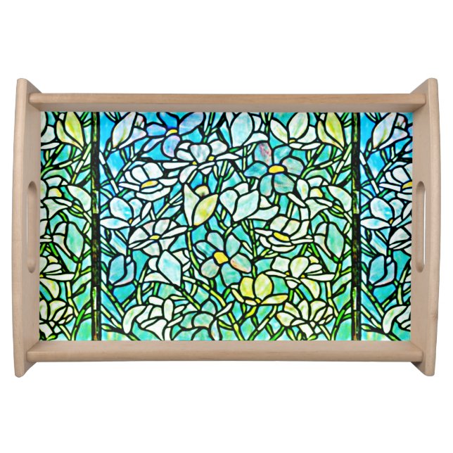 Green Mosaic Floral Tiles Serving Tray (Front)