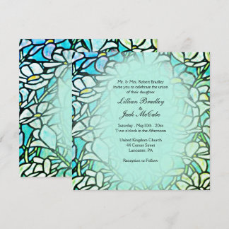 Green Mosaic Floral Tiles Wedding Invitation