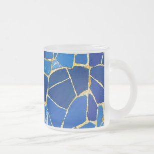 Green Mosaic Parc Guell Tiles in Barcelona Spain Frosted Glass Coffee Mug