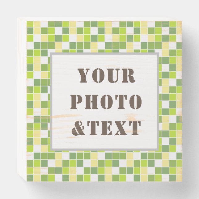 Green mosaic Pattern Wood Box Sign (Front Horizontal)