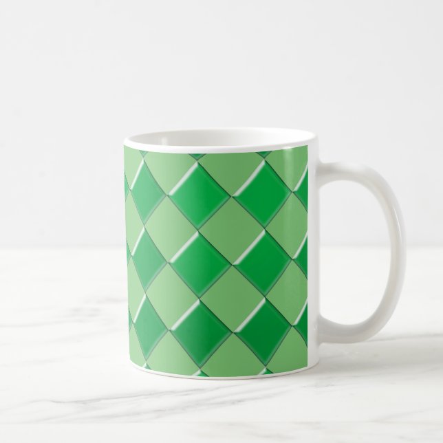 Green mosaic squares pattern coffee mug (Right)