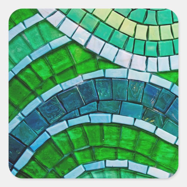 Green Mosaic Tiles Square Sticker (Front)