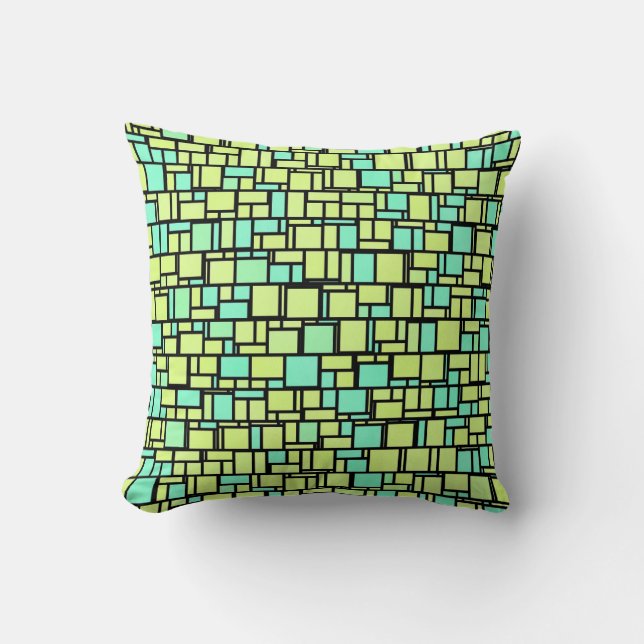 Green Mosaic Tiles Throw Pillow (Front)