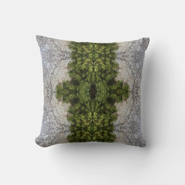 Green Moss & Earth Abstract Art Throw Pillow (Front)