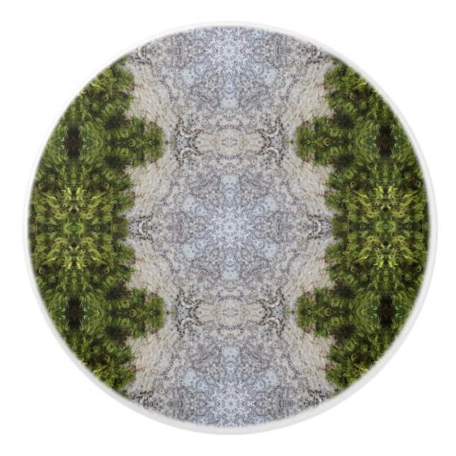 Green Moss & Earth Nature Art Ceramic Knob (Front)