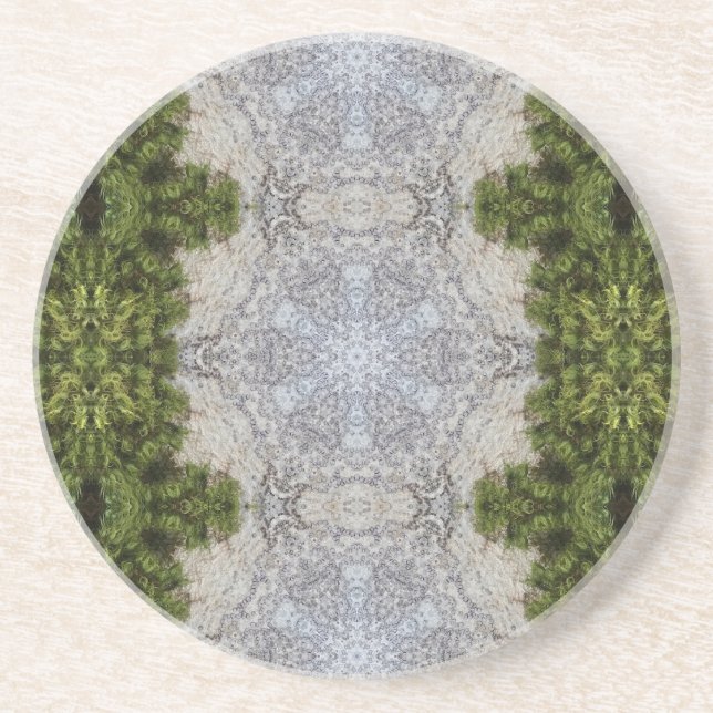 Green Moss & Earth Nature Art Coaster (Front)