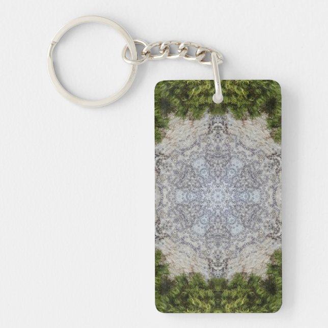 Green Moss & Earth Nature Art Keychain (Front)