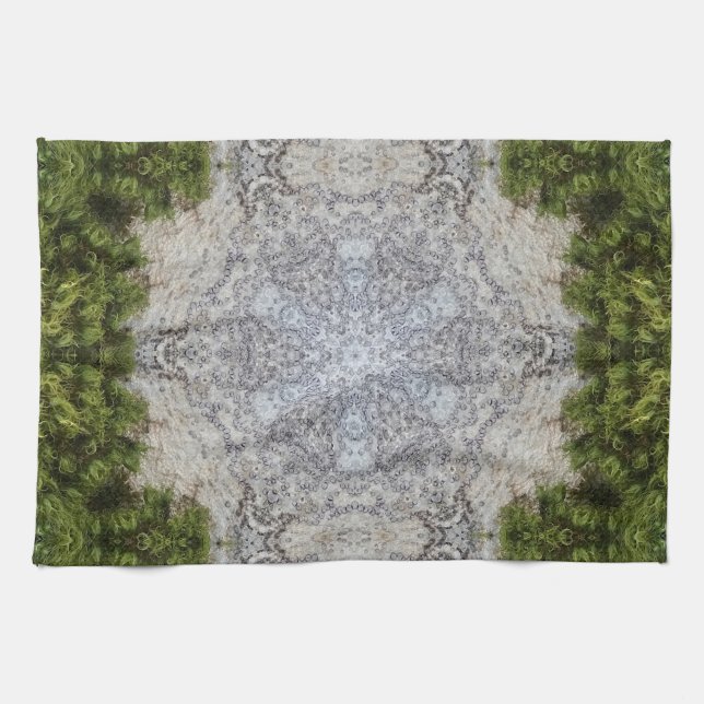 Green Moss & Earth Nature Art Kitchen Towel (Horizontal)