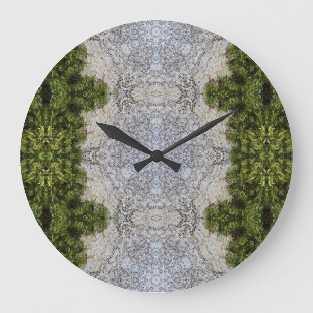 Green Moss & Earth Nature Art Large Clock (Front)