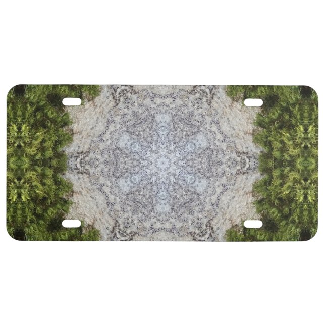 Green Moss & Earth Nature Art License Plate (Front)