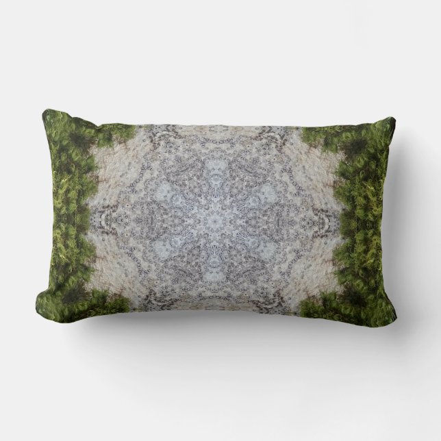 Green Moss & Earth Nature Art Lumbar Pillow (Front)